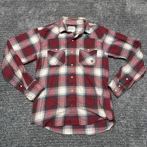 Ariat Retro Fit Shirt MENS SMALL Plaid Pearl Snap Button Up Flannel Western